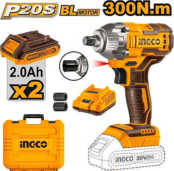 Аккумуляторный ударный гайковерт BL 20В 300Hm 1/2 SUPER INGCO CIWLI2038