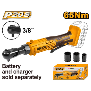 Аккумуляторная угловая трещотка 3/8, 20В, без АКБ и ЗУ SUPER INGCO CDRLI2060151