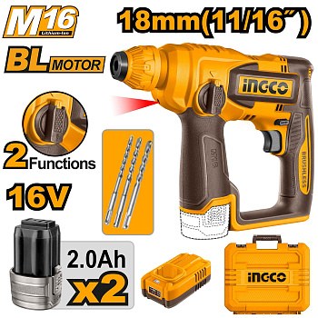 Аккумуляторный бесщёточный перфоратор INGCO CRHLI16168 INDUSTRIAL 16 В