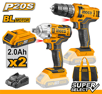 Аккумуляторный беспроводной комбинированный набор из 2 предметов INGCO CKLI2017