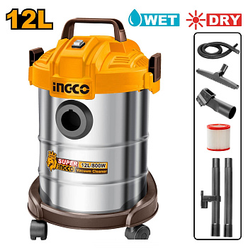 Строительный пылесос 800Вт, 12л. SUPER INGCO VC14122