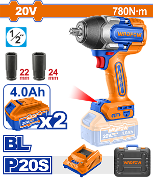 Гайковерт аккумуляторный 20В, 780 Нм, б/щ WADFOW WCD1B78