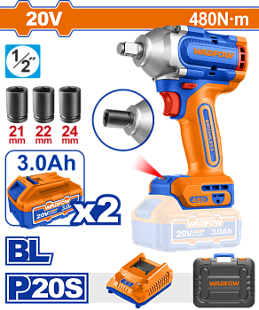 Гайковерт аккумуляторный 20В, 480 Нм, б/щ WADFOW WCD1B48