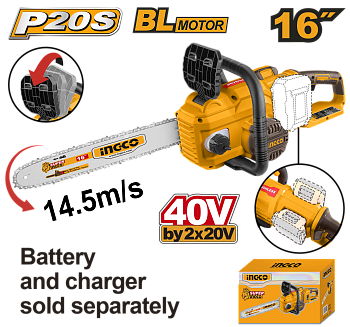 Бесщеточная аккумуляторная цепная пила 40В без АКБ и ЗУ SUPER INGCO CGSLI40168 INDUSTRIAL