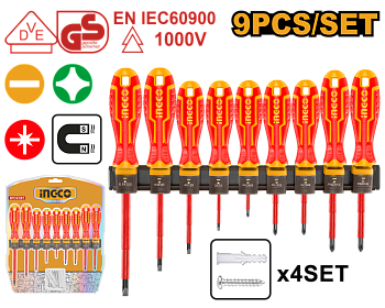 Набор диэлектрических отверток 9 шт INGCO HKISD0908 INDUSTRIAL