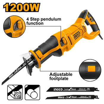 Пила сабельная профессиональная 1200Вт INGCO RS12001