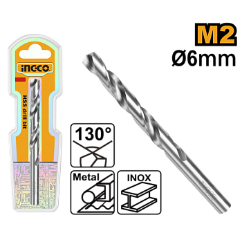 Сверло по металлу M2 HSS 6 мм (250/500) INGCO DBT11300601 INDUSTRIAL