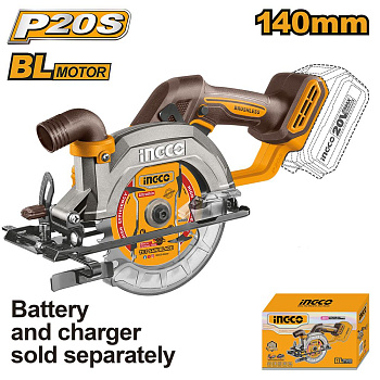 Аккумуляторная циркулярная пила BL 20B 140мм. без АКБ и ЗУ SUPER INGCO CSLI1402 INDUSTRIAL