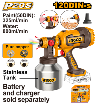 Краскораспылитель аккумуляторный 20В 800 мл/мин (8) INGCO CSGLI20041